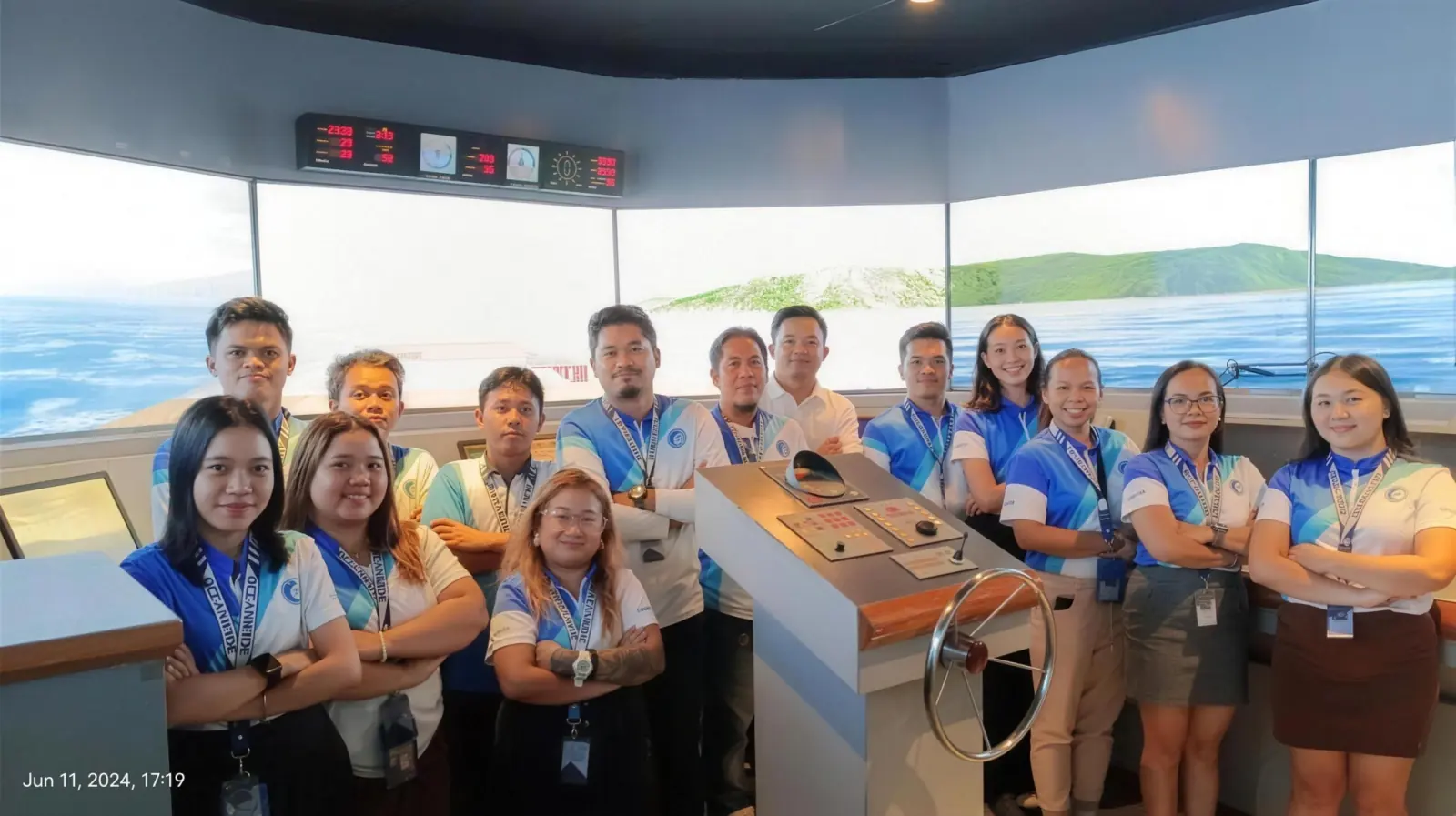 Staff in the full mission bridge simulator