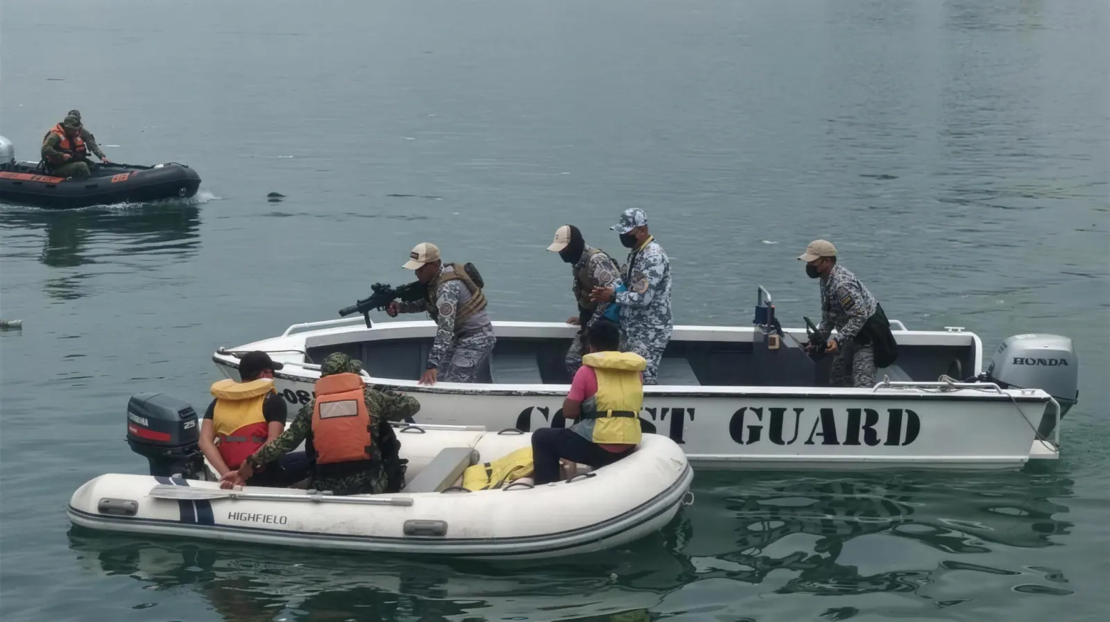 Coast Guard boats during a harbour security drill audited by Oceanwide